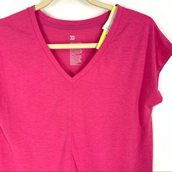 all in motion Fuchsia Short Sleeve Tie Back V-Neck T-Shirt Size XS - Picture 4 of 7